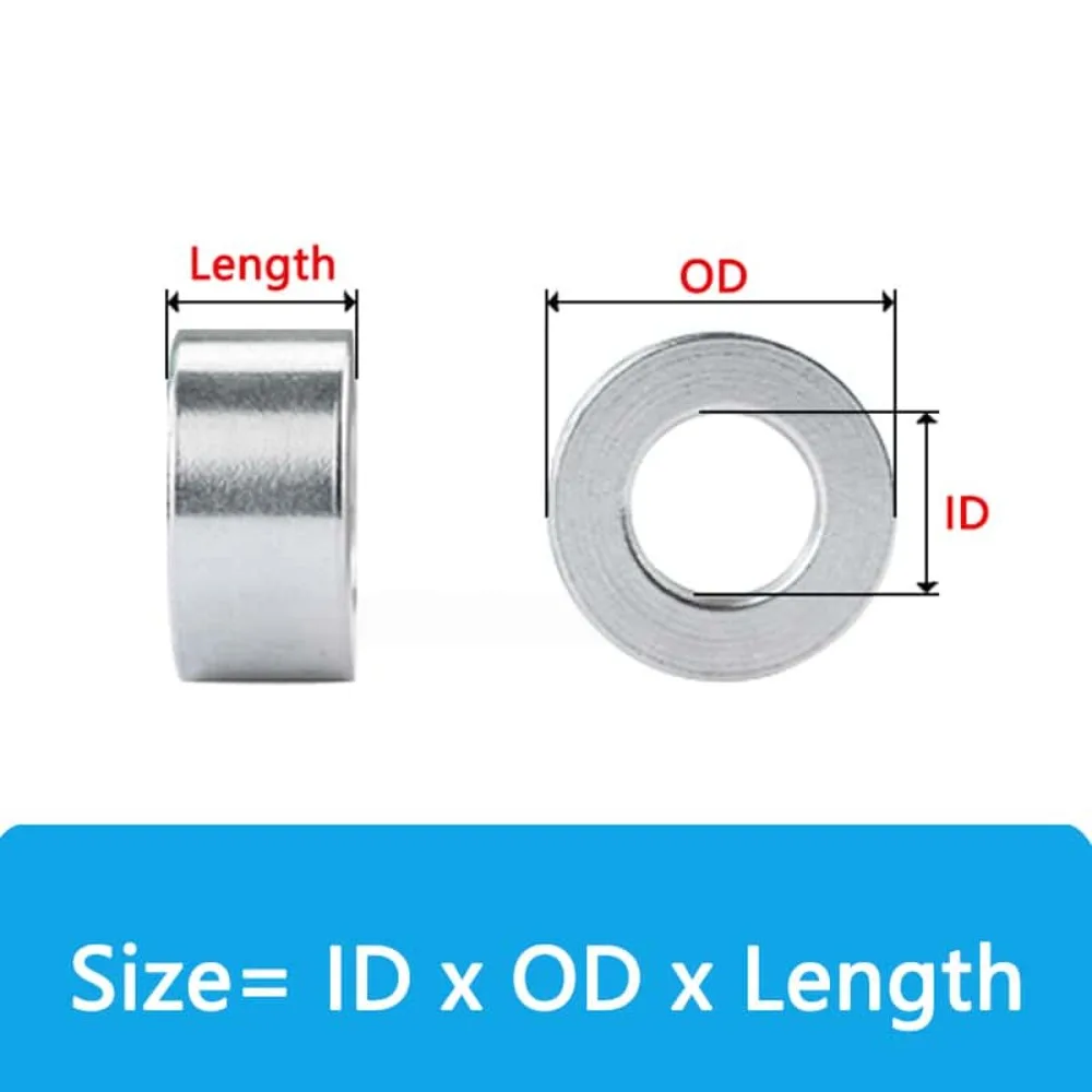 5pcs Aluminum Alloy Flat Washer, ID 9/11/13/15/17mm OD30mm, Unthreaded Round Bushing Gasket Spacer Sleeve, Length 3-10mm