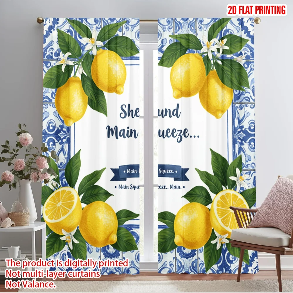 

2pcs 2D flat printing Window Curtains She Found Main Squeeze Fabric Without Electricity Birthday Party Perfect for Holiday