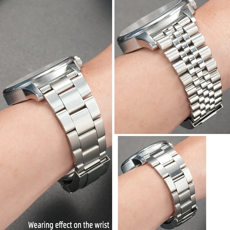 19 mm gebogenes Ende gebürstetes Armband für SEIKO Skx5 Sxns80 Snxs79 Snxs77k Edelstahl Jubilee Oyster Middle Bright Uhrenarmband