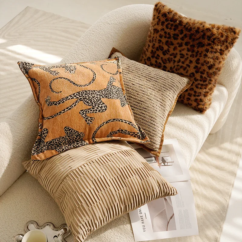 30X50/45X45CM Antique Leopard Throw Pillow Cover Brown Luxury Stamping Waist Cushion Cover Decor Home Decorative Pillowcase