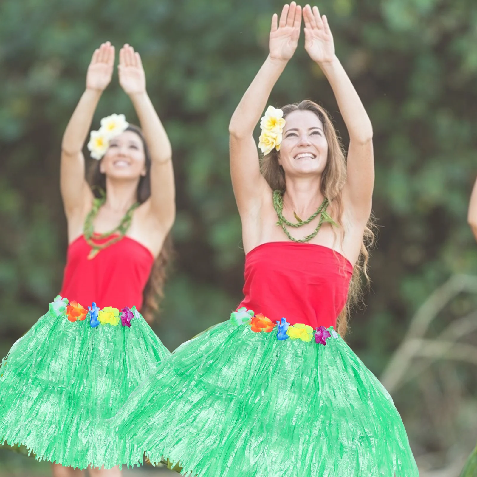 4-delige grasrokken Hawaiiaanse stijl handgemaakte kwastje Hula-danskostuum voor feestdecoraties Hawaii feestrokken cosplay