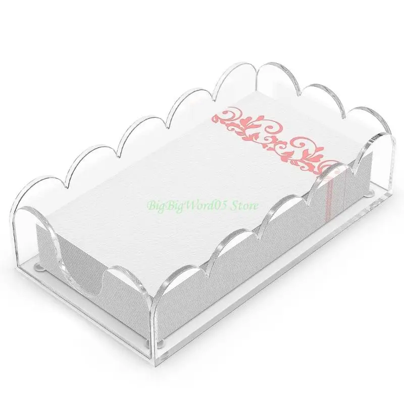 

24TE Modern Clear Towel Holder Tray With Nonslip Pads for Guest Paper Napkins Home Wedding Decors Organization