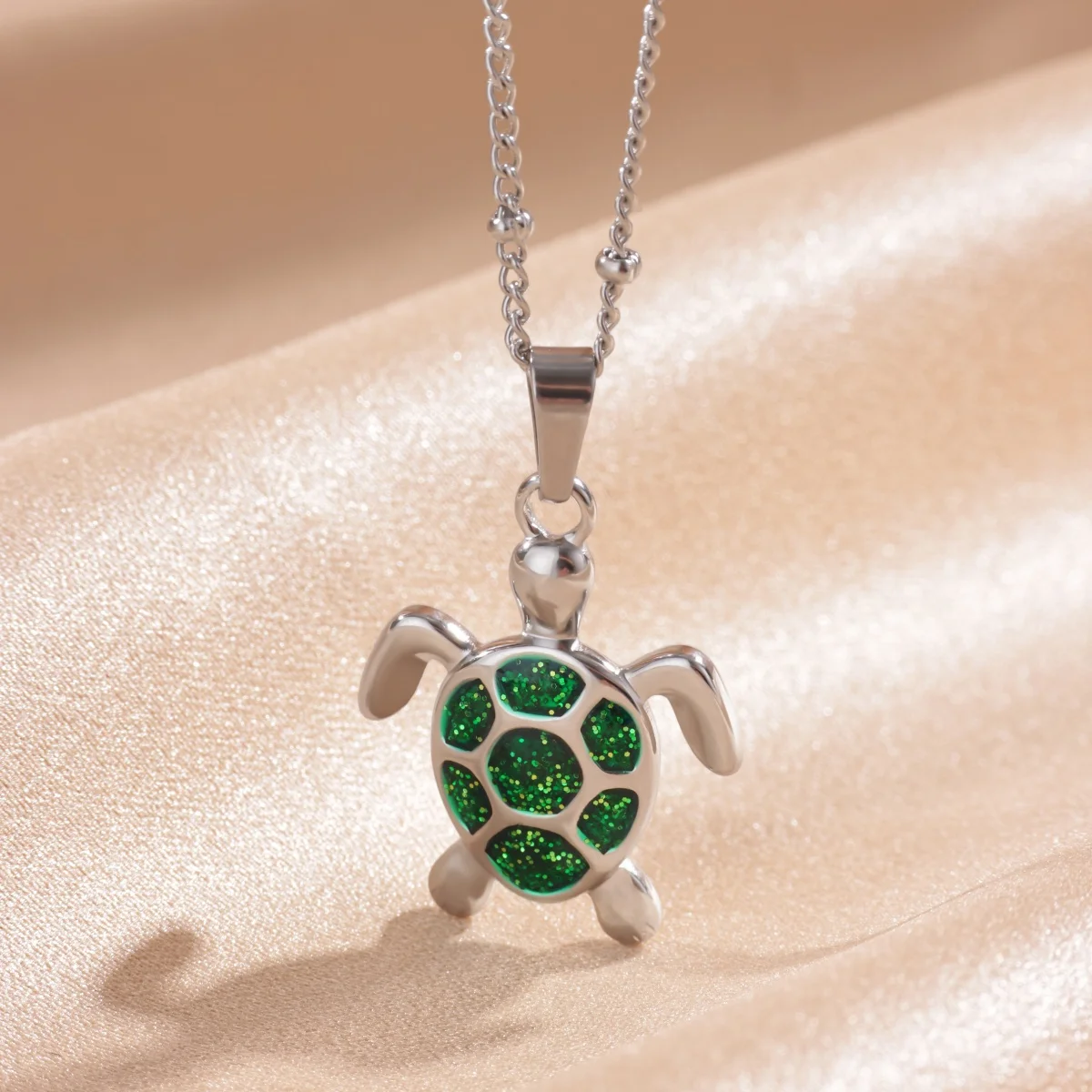 Turtle Spirit Pendant Necklaces For Women Silver Color Stainless Steel Sea Turtle Necklace Symbolized Longevity Jewelry Gift