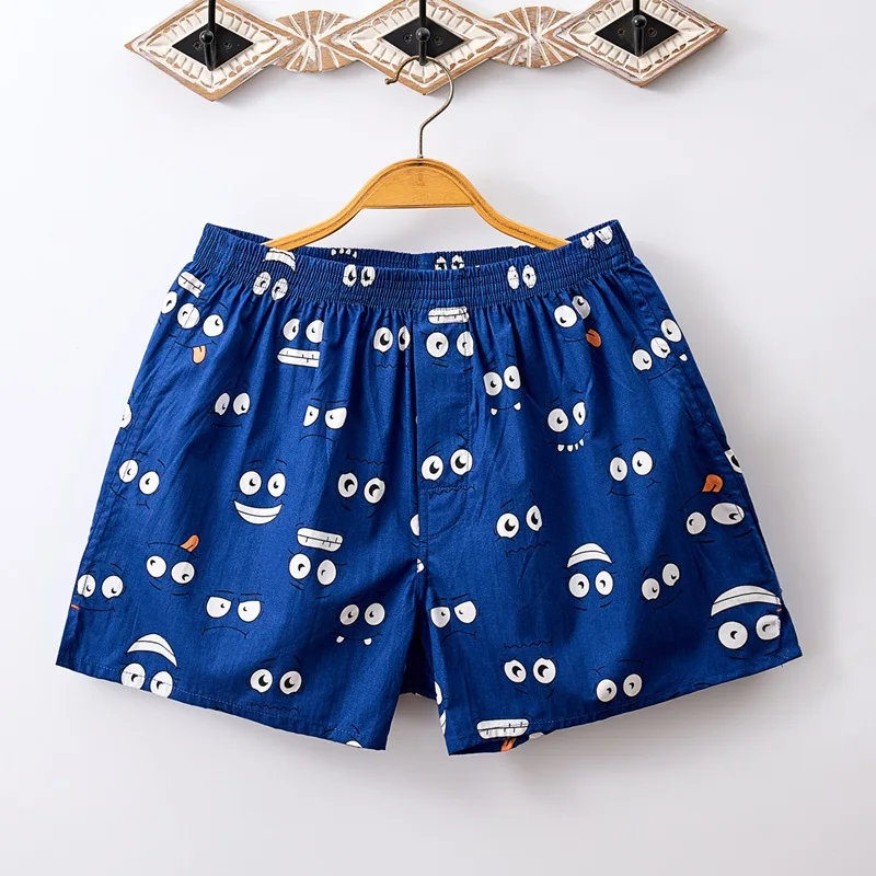 Men's Boxer Shorts Pajama Pants Homewear Beach Panties Breathable 100%Cotton Printed Underwear Loose Breathable Male Arrow Pants