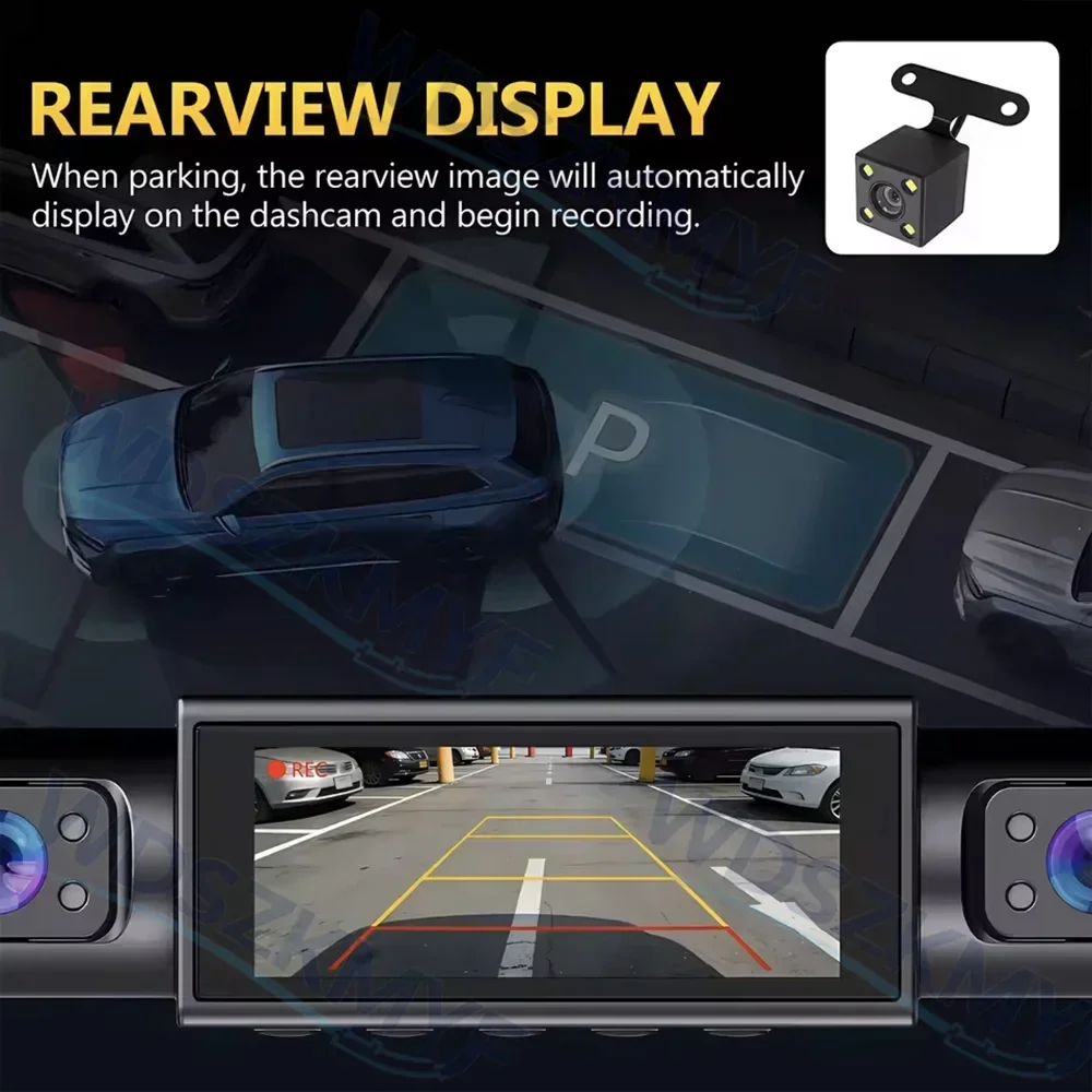 WiFi 4 Channel Dashcam Rear View Camera FHD 1080P cars Black Box 170° Wide Angle Loop Recording 3 Camera Driving car accessories - view 5