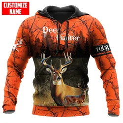 Sudadera con capucha y cremallera para hombre, con nombre personalizado, estampado 3D de camuflaje naranja, Sudadera con capucha Unisex, chándales casuales KJ960