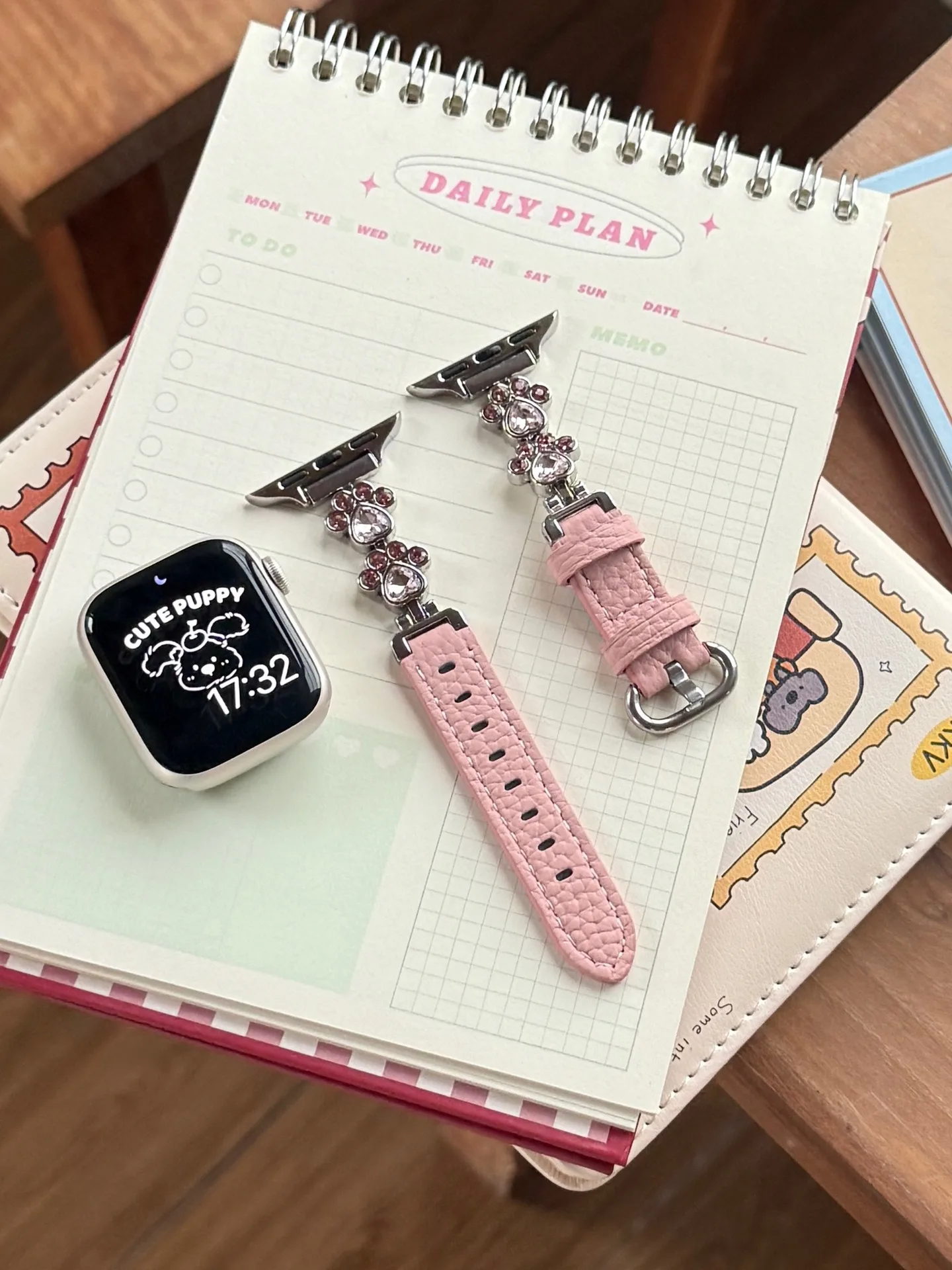 Elegant Rhinestone Spliced Wrist Strap for Samsung Watch7654 FE Sparkling Heart Paw Crystal Metal Denim Band for Garmin 20 22mm