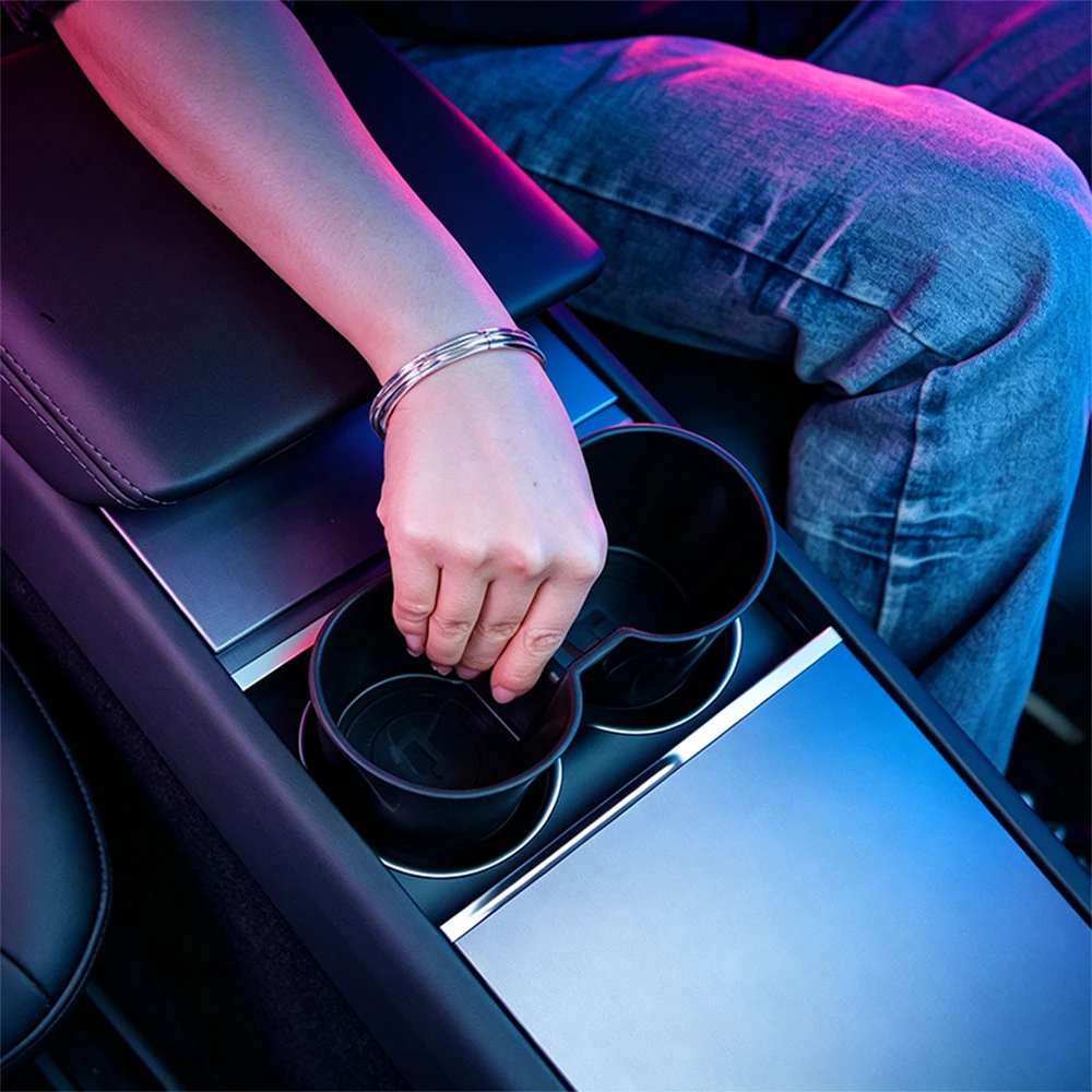1pc For Tesla Model 3 Highland Y Juniper 2021-2024 Car Storage Box Central Armrest Hidden Storage Box Cup Holder Car Accessories view 3