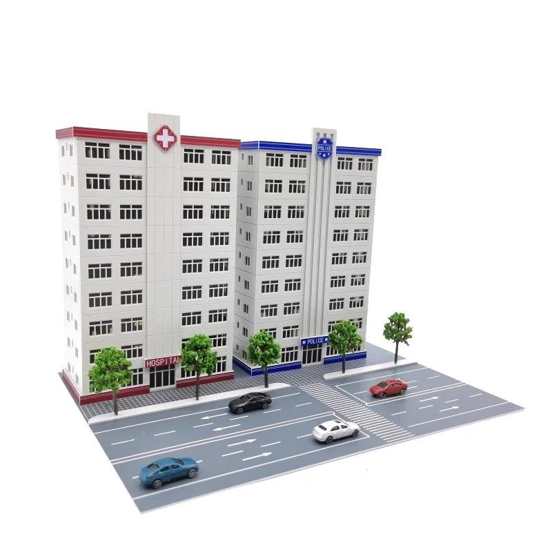 150n Scale Three-Dimensional Toy House Hospital Police Station Model Assembly Building  Kits Toy