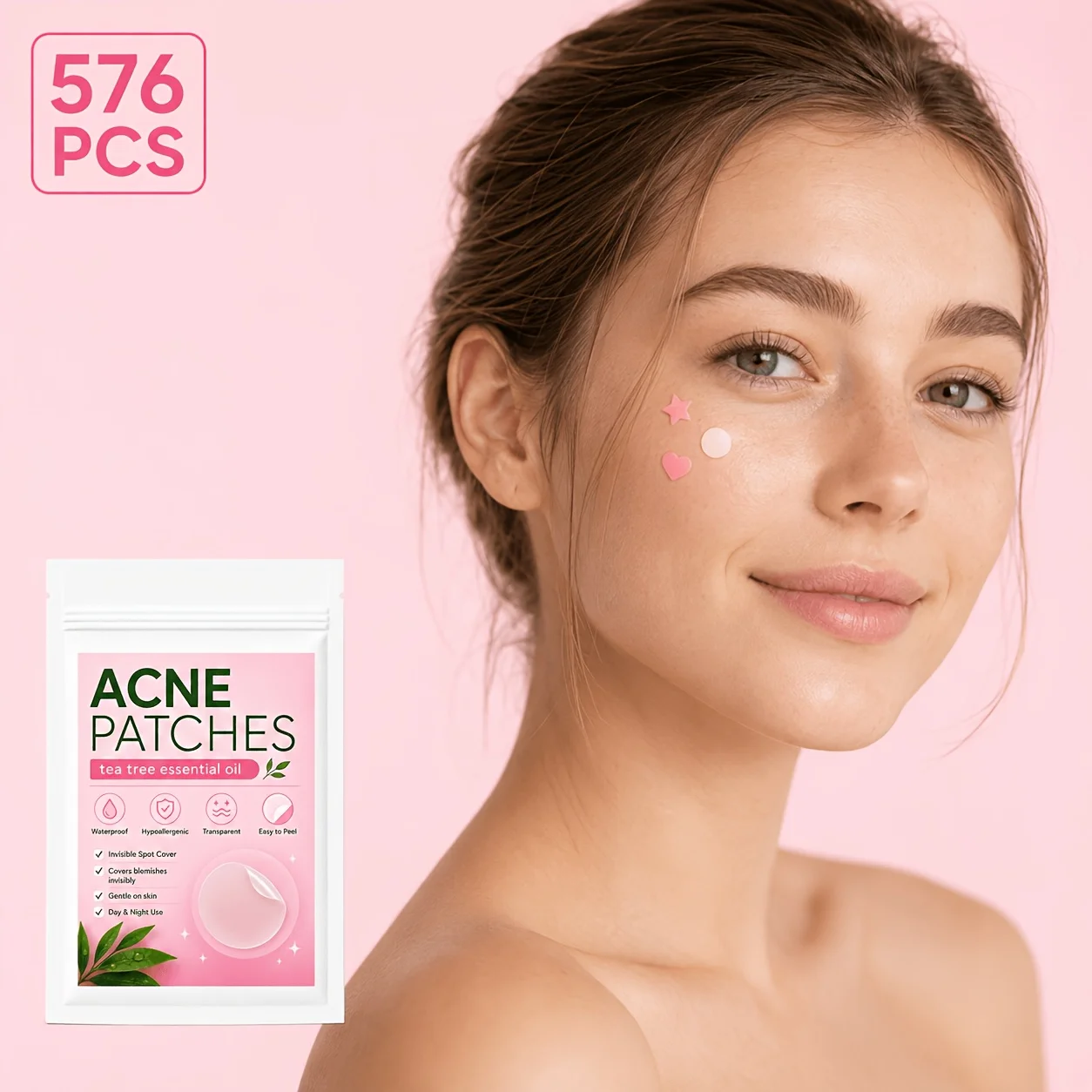 576PCS Hydrocolloid Pimple Patches, Alcohol Free Face Stickers for Men Women, Daily Use Facial Care Accessories