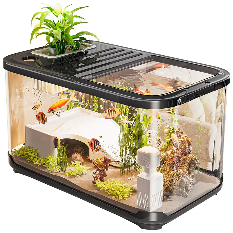 Transparent fish tank for home use, new creative with lid, high-definition fish keeping, ornament, living room aquarium