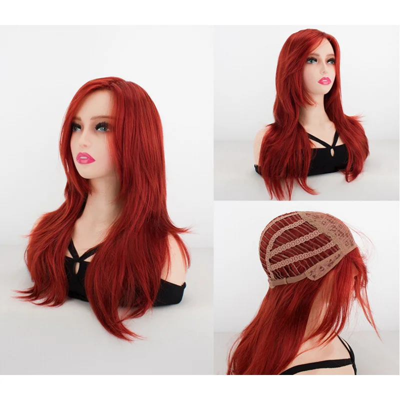 

Women Wig Wine Red Ladies Natural Long Hair Wigs