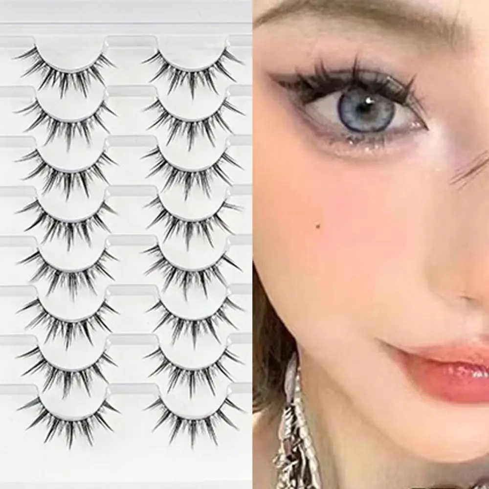 8Pairs Enten Natuurlijke Look Kleine Duivel Volledige Strip Wimpers Gekruld Dichte Valse Wimpers Herbruikbare DIY Wimpers Make-Up
