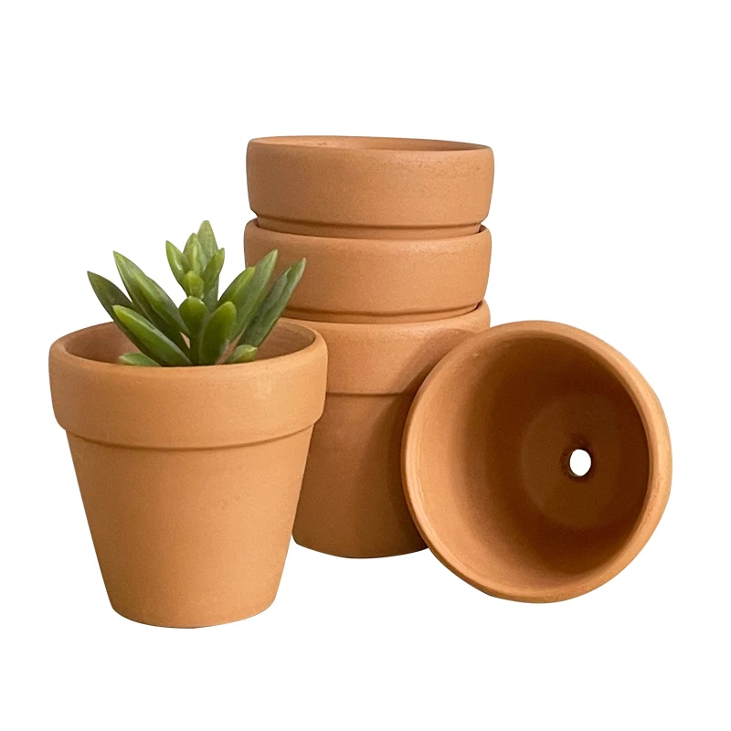 5 pcs Terracotta Pots 2.6 inch Small Mini Clay Pots With Hole Pottery Clay Planters For Cacti And Succulent Plants (6.5 X 6cm)