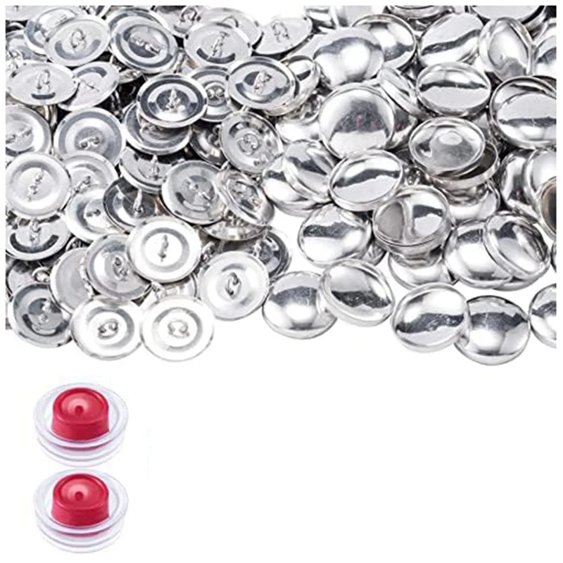100 Sets Sewing Buttons Cover Kit Silver Metal For Art Crafts Sewing Notion Supplies, 7/8Inch Button Covers & Button Backs