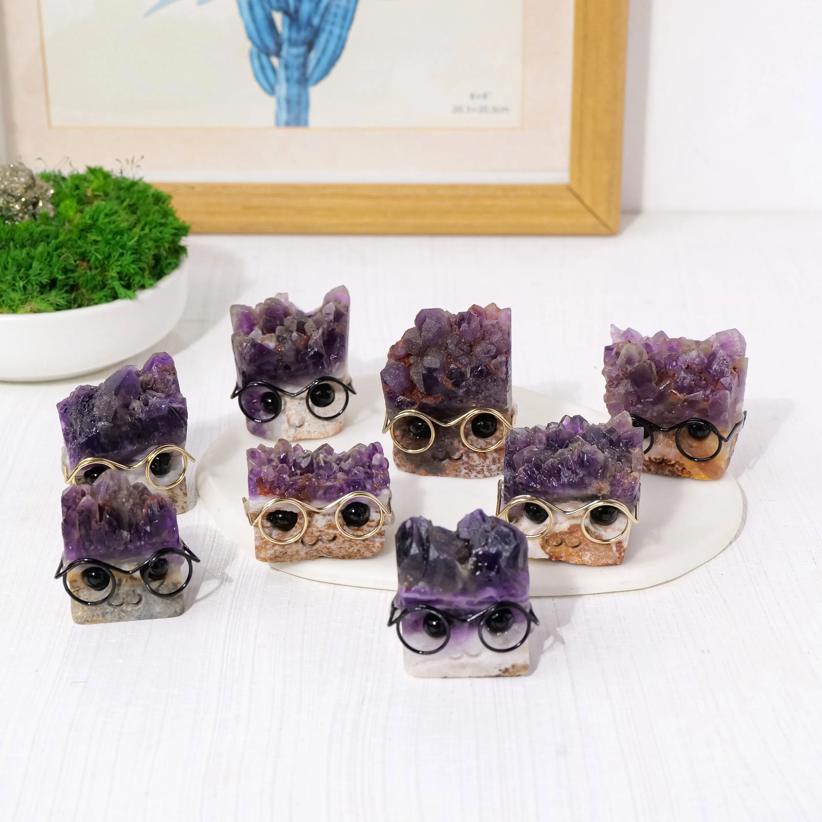 1PC Natural Crystal Amethyst Pets DIY Handmade Crystal Carving Hedgehog Fengshui Sculpture for Pet Memorial Ornament Home Garden