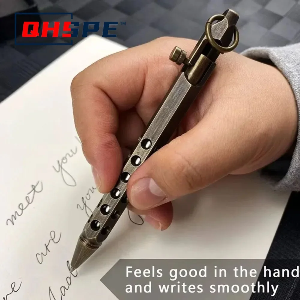 Bolt Copper Pen Retro Brass Ballpoint Pen Golden Rotating Pen Creative All Copper Machine Gun Pen Hexagonal Pen Signature Pen