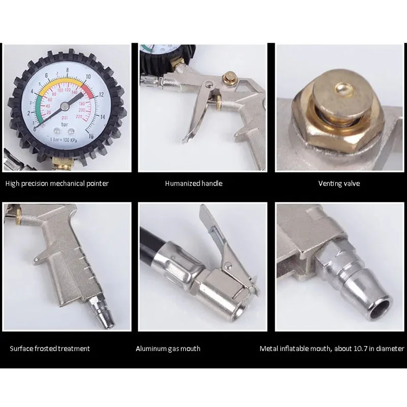 High Precision Digital Tire Pressure Gauge Manometer Tester Air Inflator With Flexible Hose For Car Motorcycle SUV