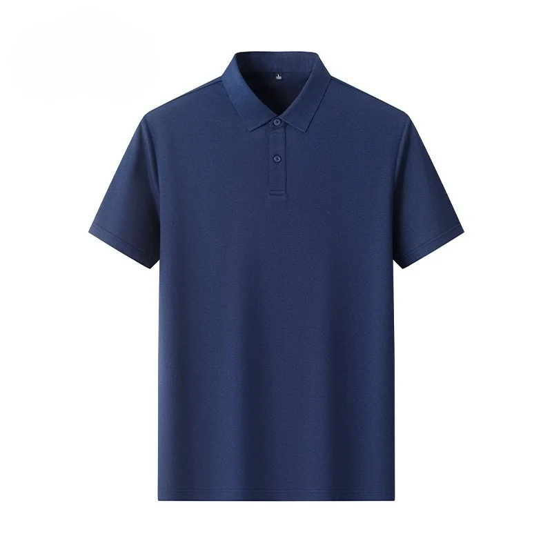 New summer men's soft, breathable, loose and cool short-sleeved pure cotton plain-colored POLO shirt