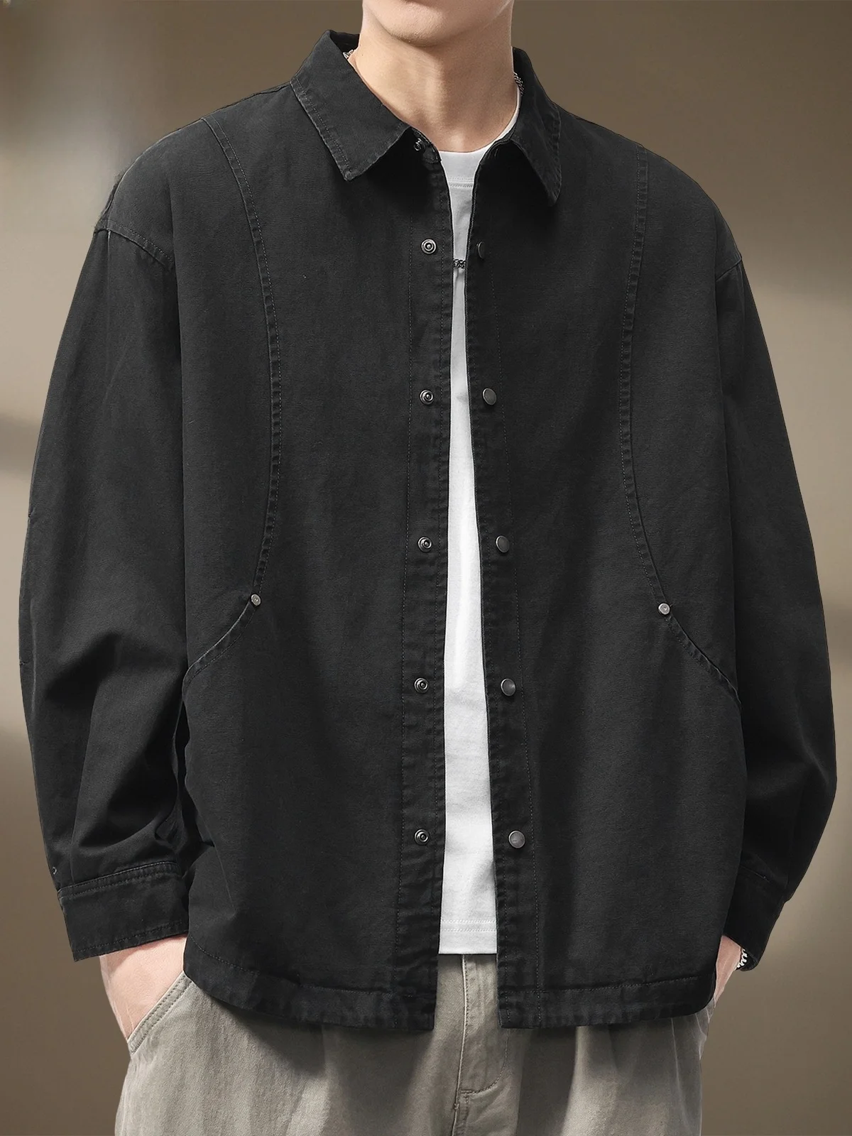 

Мужская куртка из чистого хлопка, новинка весенне-осеннего сезона, модная свободная рабочая одежда высокого класса, молодежная повседневная куртка с длинными рукавами