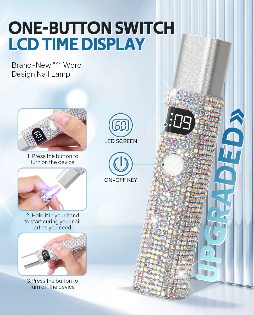 Mini lampada per unghie a LED UV portatile Lampada per unghie a forma di penna Lampada per manicure ricaricabile ad asciugatura rapida per polimerizzare tutte le unghie Lucidatura del gel