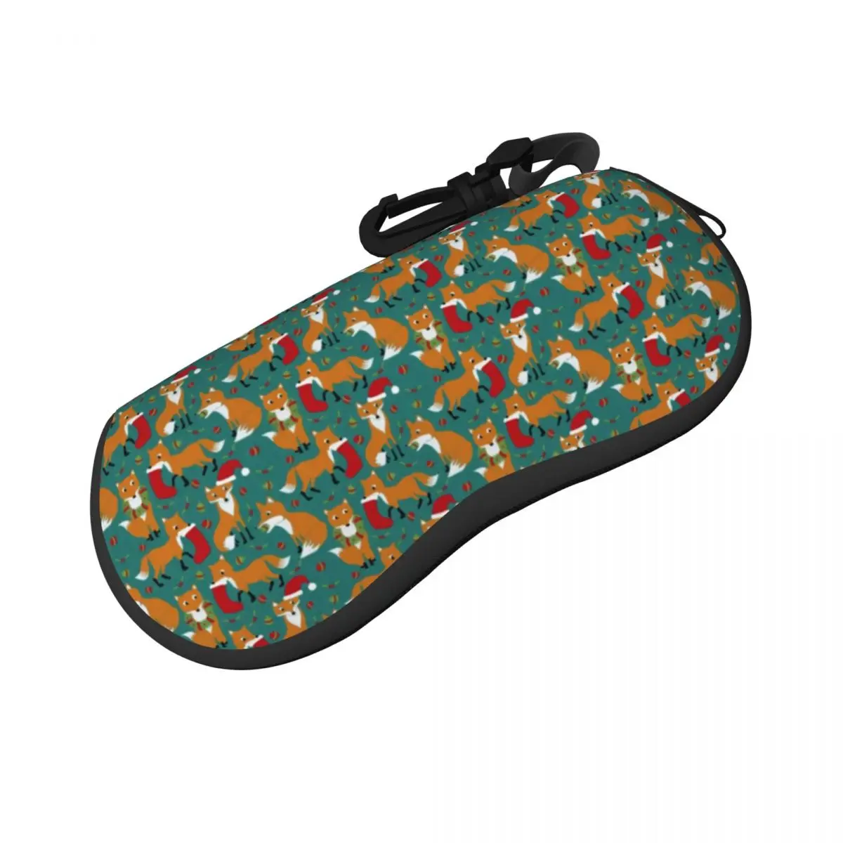 

Festive Fox Cute Horizontal Glasses Case Christmas Print Custom Men Women Sunglasses Pouch Travel Soft Eyewear Box