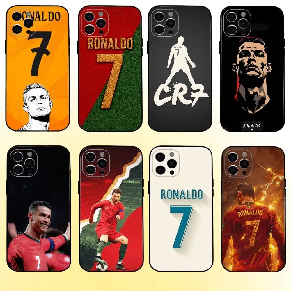 

CR7 C-Cristiano R-Ronaldo Phone Case For iPhone17,16,15,14,13,12,11 Plus,Pro Max Soft Black Cover