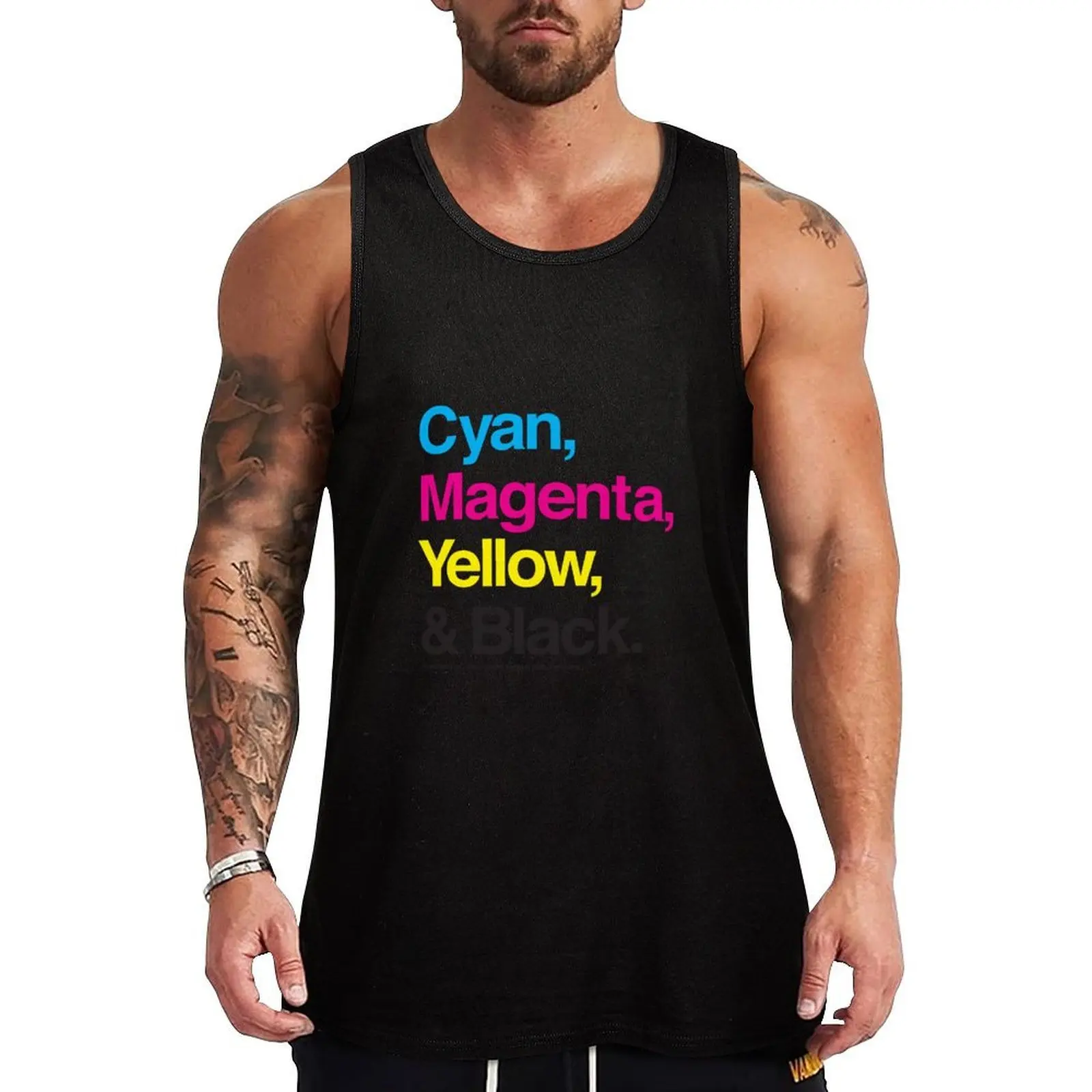 

Cyan, Magenta, Yellow & Black Tank Top Fitness men clothing sleeveless Men's t-shirts summer clothes cute tops