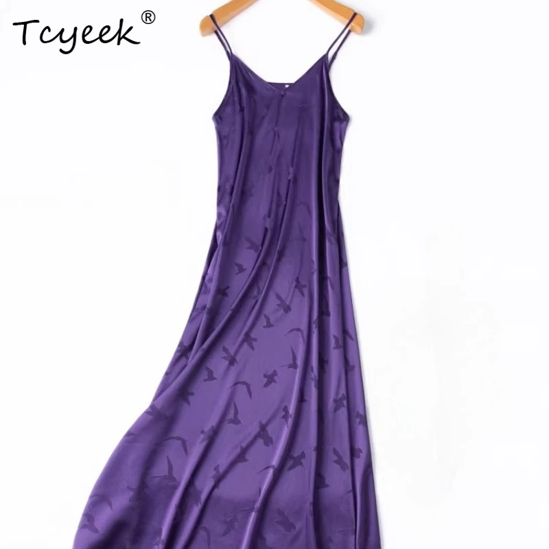 

Шелковое платье-комбинация Tcyeek из 93% тутового шелка для женщин, летние платья 2026, модная гладкая жаккардовая одежда для дам, Vestidos De Mujer