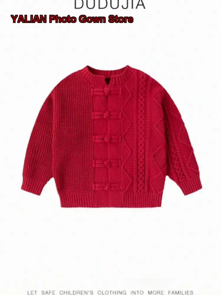 Girls Traditional Chinese Style Sweater Baby Winter Tang Suit Knit Top