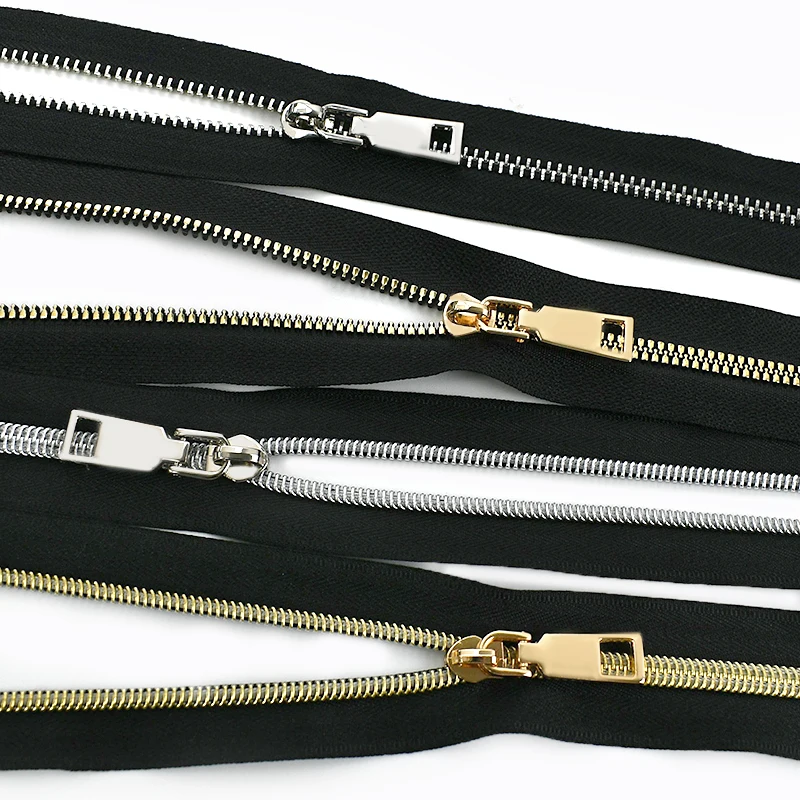 

2-10M 5# Zippers Tape By Meter + Zip Puller Zipper Sliders for Clothing Bag Down Coat Zips Repair Kits DIY Sewing Accessories