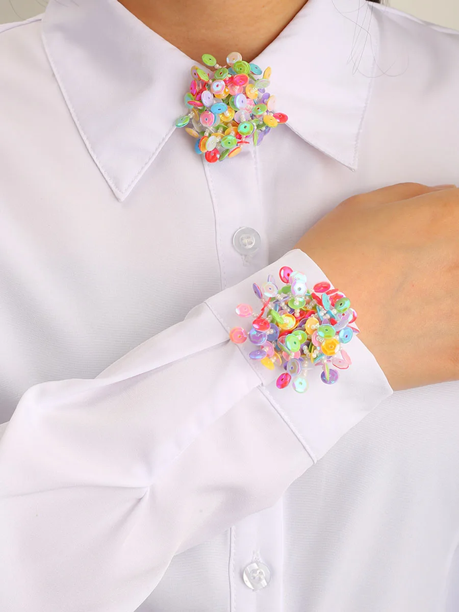 

2pcs Button Covers for Shirt Shining Cufflinks Clip Flower Sleeve Cuff-link Clothes Accessorie No Sewing Button Festival Gift