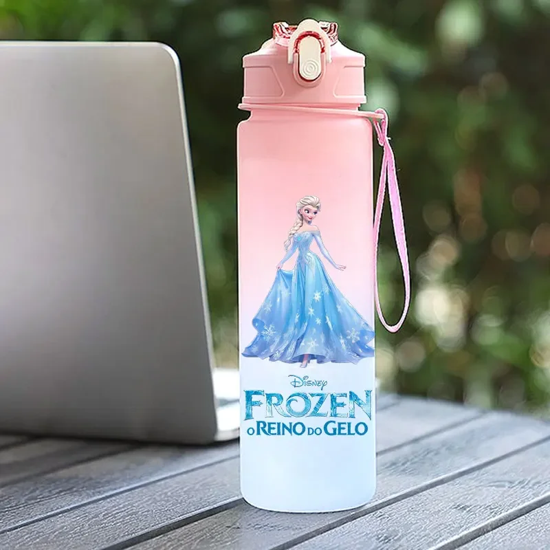 Frozen 750ML Straw Water Cup Children Portable Elsa and Anna Plastic Cartoon Large Capacity Sports Water Bottle Rainbow Cup view 4