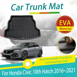 Car Rear Trunk Mat For Honda Civic 10th Gen 2016~2021 Hatchback Boot Carpet Suitcase Protection Rug Storage Pad Auto Accessories