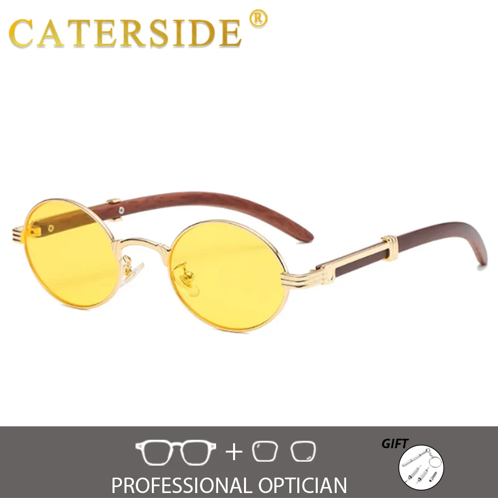 CATERSIDE Neue kleine runde Sonnenbrille mit Sehstärke für Männer und Frauen, individuelle optische Gläser, Retro-Myopie-Brille, für Reisen und den täglichen Gebrauch – Detail 4
