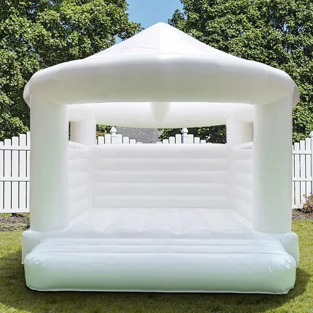 

Nice Inflatable White Dome House Jumper With Blower Bounce Jumping Bed Bouncy Castle For Wedding Birthday Party