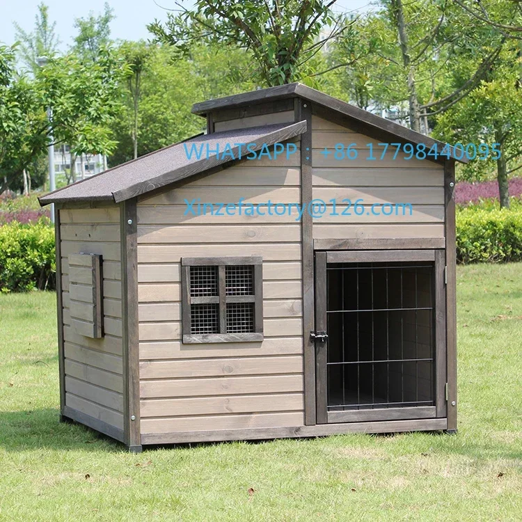 

Double top room outdoor preservative solid wood dog house