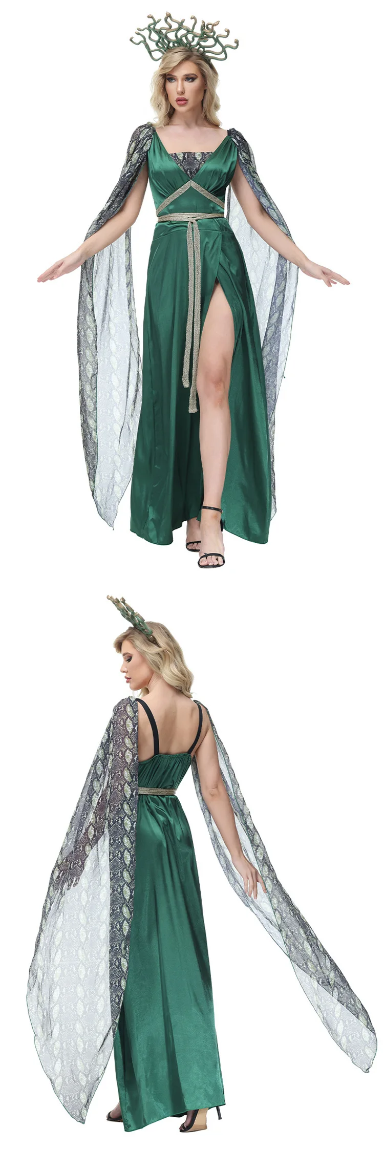Weibliche Göttin Grünes Kleid Erwachsenen-Kopfbedeckung Tanzparty-Aufführungskleidung Halloween Karneval Maskerade Cosplay Rockanzüge 2026 – Detail 2