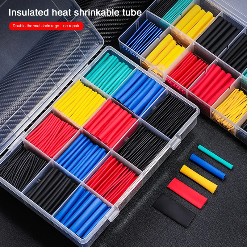 127-800pcs Heat Shrink Tube Thermoresistant Heat-shrink Tubing Wrapping Kit Electrical Connection Wire Cable Insulation Sleeving