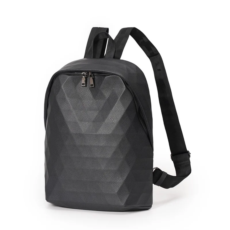 2022 New Backpack Men Fashion 3D Rhombus Men\'s Backpack Matte Soft Frosted PU Leather Backpack Male Travel Bag Back Bag Bolsas