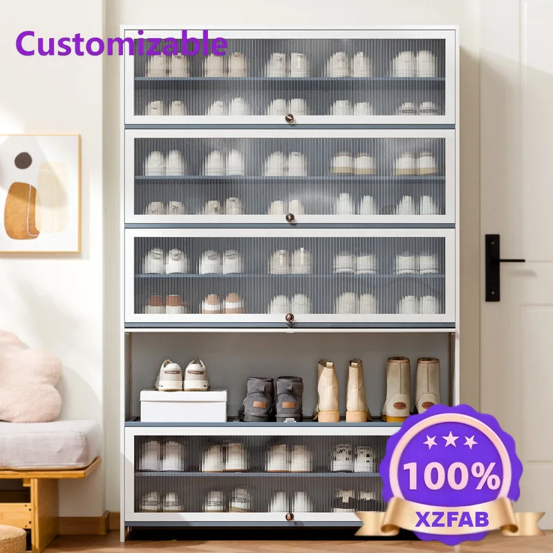 Factory Direct 2026 Cream wind solid wood shoe cabinet household door shoe rack foyer cabinet modern simple large capacity