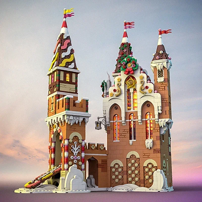 Modelo de fortaleza de cuento de hadas, bloques de construcción Moc, tecnología de Castillo de jengibre, bloques modulares, regalo, juguetes de Navidad, conjuntos DIY de montaje