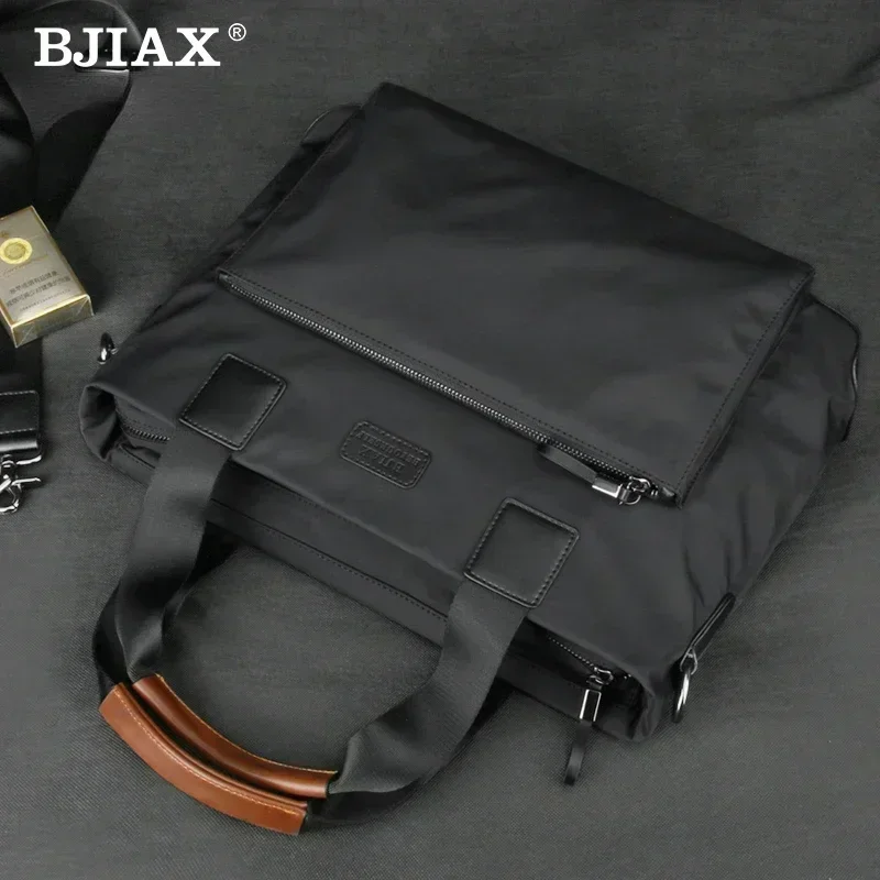 BJIAX New Men Bag Horizontal Business Casual Handbag Nylon Oxford Cloth Canvas Bag Crossbody Bag Briefcase