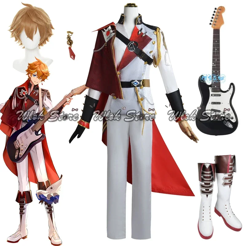 2023 Genshin Impact Symphony Orchestra Cosplay Tartaglia Concert Costume With Glove Earclip Men Women Halloween Outfit Wig Boot