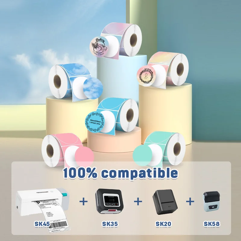 KAYSION 50x50 Thermal Adhesive Label Roll Compatible for Phomemo M110 M200 M120 M220 E210 P50 DETONG P1 Label Printer