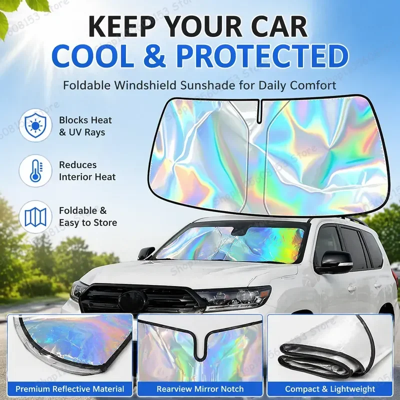 

For Ford Everest Foldable Front Windshield Sun Shade UV Reflective Heat Blocking Sun Protection Cover Car Interior Accessory