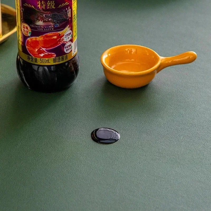 Solid color soft stretch leather table cloth Waterproof oil-proof heat-resistant coffee table mat party table deco cover custom