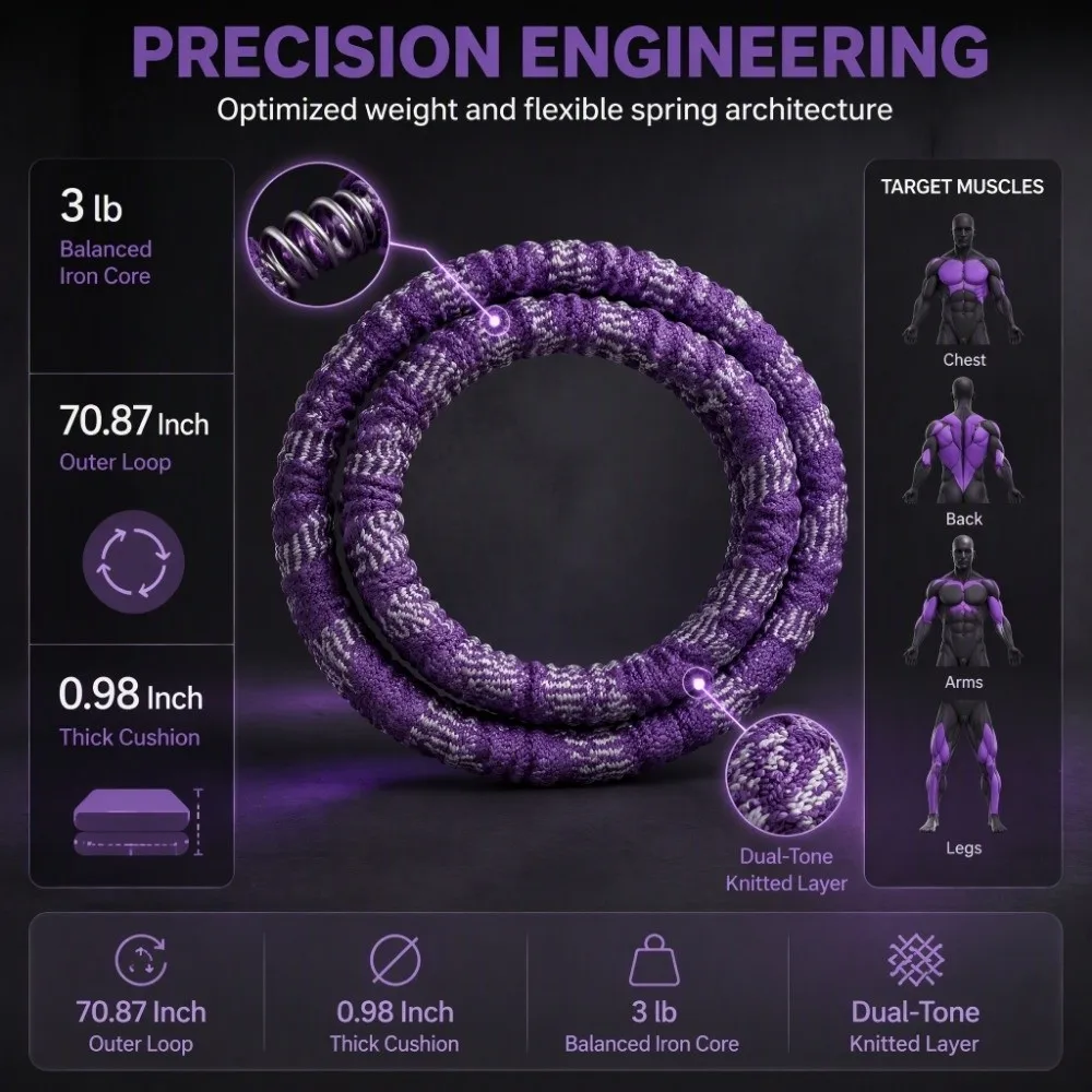Fabric And Iron Material Weighted Hoop Pink Tone Purple Tone Circumference 1.8 m Spring Hoop Thickness 2.5 cm 3 lb Weight