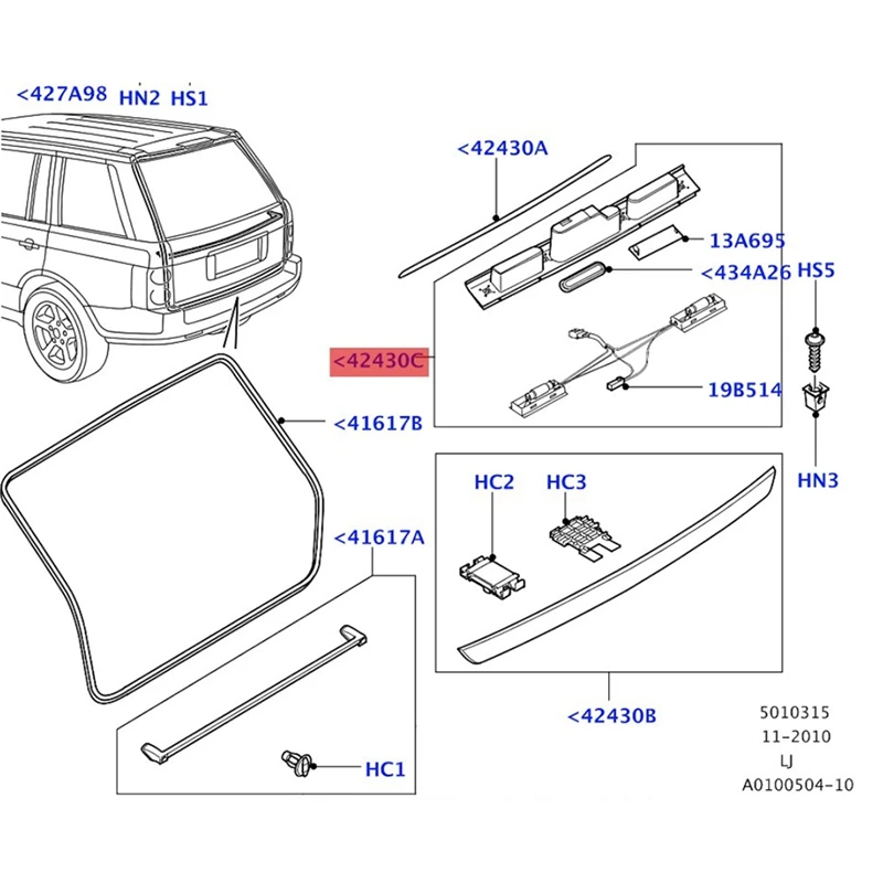 Car Rear Licen Plate LED Light Tailgate Switch Plate 51138265649 For Land Rover Range Rover L322 2002-2012 CXB000123LPO