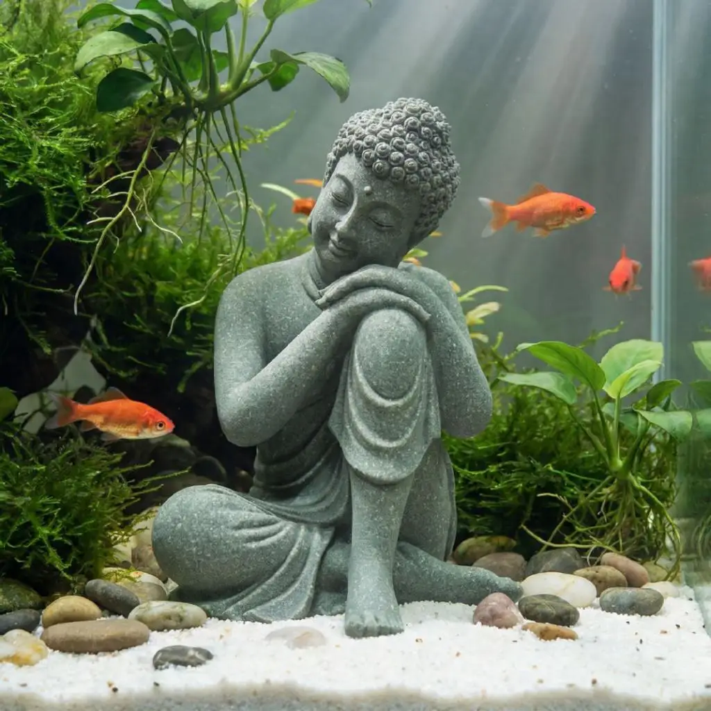 Luxury Decorative Figurine Small Buddha Sandstone Statuette Modern Sculpture Ornament for Home Meditation Table Decor